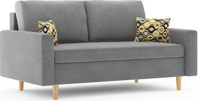 Sofa ETNA 150 x 90 mit Schlaffunktion - Schlafsofa mit Bettkasten - Farben zur Auswahl - dekoratives Kissen - bonell, STOFF MIKRO 27 + AMBER 73 Grau