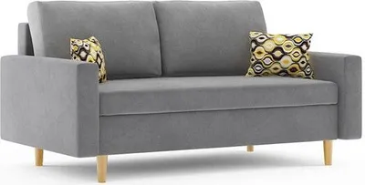 Produktbild von Sofa ETNA 150 x 90 mit Schlaffunktion - Schlafsofa mit Bettkasten - Farben zur Auswahl - dekoratives Kissen - bonell, STOFF MIKRO 27 + AMBER 73 Grau