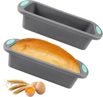 Produktbild von Famanu Silikon Brotbackform Set von 2 rechteckig antihaft hellgrau