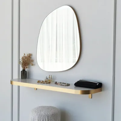 Produktbild von Skye Decor, Hochwertiger Wandspiegel in Gold, 58 x 75 cm | 100% melaminbeschichtete Spanplatte, 18 mm dick | Vertikal und horizontal verstellbar, elegantes Design für moderne Räume.