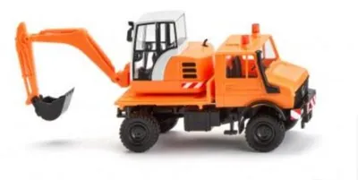 Produktbild von Wiking MB Unimog U1850 mit Bagger kommunalorange 064704