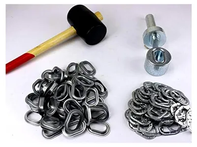 Produktbild von Ovales Ösen Set 42 x 22 mm + 50 Zink Ovalösen für LKW-Planen mit Ösenstempel und Hammer