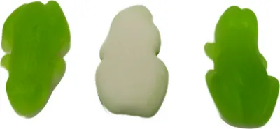 Einzeln Fruchtgummi grüne Frösche mit weißem Schaumzucker Boden 175g