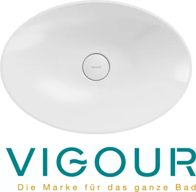 Produktbild von VIGOUR Individual 3.0 Aufsatzschale oval 60 x 42 cm aus Mineralguss mit SolidPlus Beschichtung, weiß glänzend
