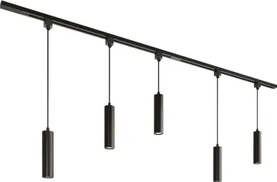 Image de HOFTRONIC - Kit système de rails droit 2 x 1 m 5 spots 2700K GU10 Noir IP20
