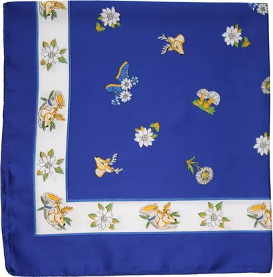 Produktbild von Zauberhaftes Edelweiß-halstuch Trachtentuch Halstuch 59x59 royalblau