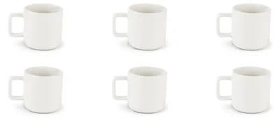 6 Kaffeetassen aus Keramik, 80 ml, weiß, matt