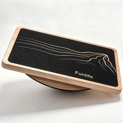 Image de FunLife : planche d'équilibre en bois pour l'entraînement, améliore l'équilibre et la coordination, idéale pour le télétravail, antidérapante, dimensions 43 x 33 cm, capacité de charge jusqu'à 159 kg