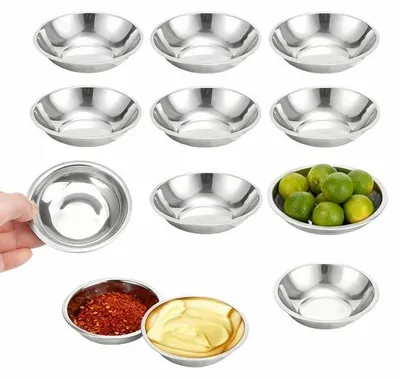 Produktbild von Unyqoos® 12‑teiliges Set Edelstahl‑Mini‑Dipschalen Ø 8 cm, spiegelpoliert – lebensmittelsicher, spülmaschinenfest, vielseitig für Saucen & Snacks