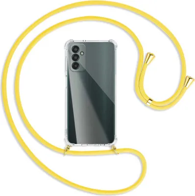Produktbild von Handykette Backcover-Schutzhülle mit Band (Metall goldfarben) für Samsung Galaxy M13 4G (SM-M135) - gelb