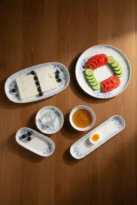 Obrázok produktu pre Sada riadu Hermia Concept (29 kusov) vyrobená zo 100% porcelánu, biela a modrá, vhodná do mikrovlnnej rúry a umývačky riadu