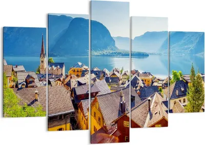 Produktbild von Bild auf Leinwand - Leinwandbild - Berge See Wasser - 150x100cm - Wand Bild - Wanddeko - Leinwanddruck - Bilder - Kunstdruck - Wanddekoration - Leinwand bilder - Wandkunst - EA150x100-3955