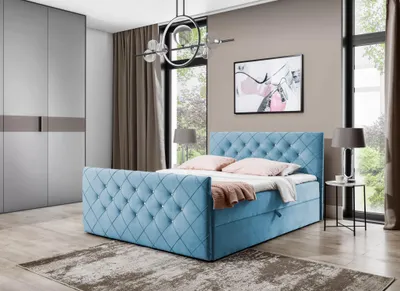 Obrázek produktu pro Boxspringová postel LENKA - 200x220, světle modrá + topper