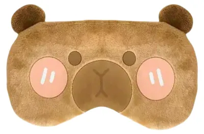 Image de Masque de sommeil avec motif capybara pour enfants et adultes, masque de sommeil en peluche douce avec motif d'animal de dessin animé, protection des yeux pendant le sommeil (timide)