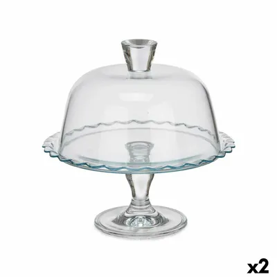 Obrázek produktu pro Průhledný skleněný dortový talíř 26 x 26 x 26 cm (2 kusy)