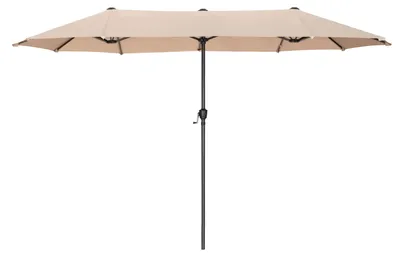 Image de Grand parasol rectangulaire 200 x 380 cm pour le jardin et la terrasse, avec manivelle, protection UV, résistant au vent, beige