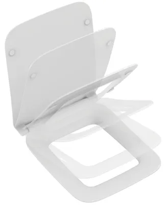 Imagen del producto de Asiento de inodoro Ideal Standard Strada II con sistema de cierre suave (amortiguación), modelo Sandwich T360101, color blanco (Alpin)