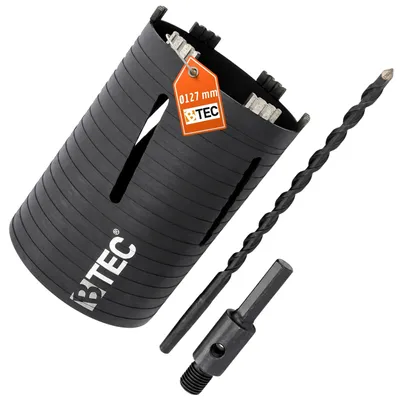 Produktbild von Diamant Bohrkrone NEXT GENERATION Ø 127 mm mit 6-kant Adapter 100 mm & Zentrierbohrer Nutzlänge 180 mm Segmenthöhe 10 mm Beton Mauerwerk Poroton Ziegel Porenbeton Tonrohr