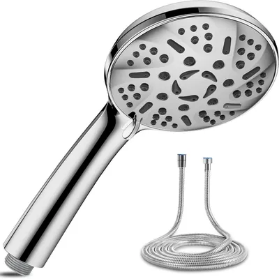 Produktbild von Duschkopf mit Schlauch 59 Zoll Hochdruck 9 Strahlarten Wassersparend Verchromt ABS Edelstahl