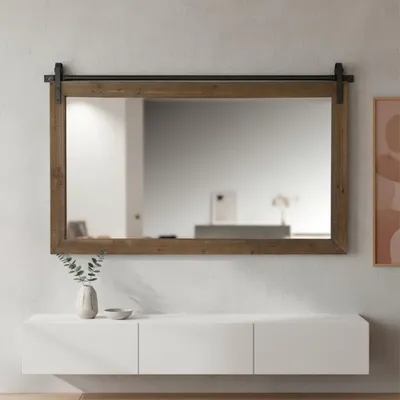 Produktbild von Wandspiegel 71x86 cm Braun Vintage Holz mit Fensterläden