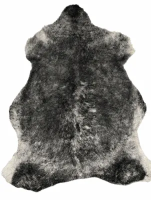 Produktbild von Schaffell Echt | Grau-Schwarz, ca. 105 cm | Weichflor | Öko gegerbt | Unikat 104-057