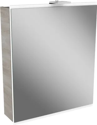 Produktbild von FACKELMANN LED Spiegelschrank LIMA / Badschrank mit Soft-Close-System / Maße (B x H x T): ca. 60 x 73 x 15,5 cm / Möbel fürs WC oder Badezimmer / Korpus: Braun / Front: Weiß/Spiegel