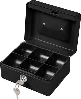 Produktbild von Kreator Geldkassette Kasse 15x11x8 cm Moneybox für Münzen Geldscheine 6 Fächer