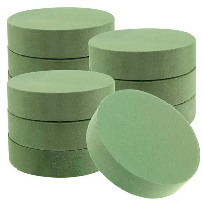 Imagen del producto de Paquete de 10 esponjas florales – Bloques redondos/cilíndricos – Esponja absorbente – Para flores/ramales – Decoración de bodas – Fácil de cortar – Bloques de esponja