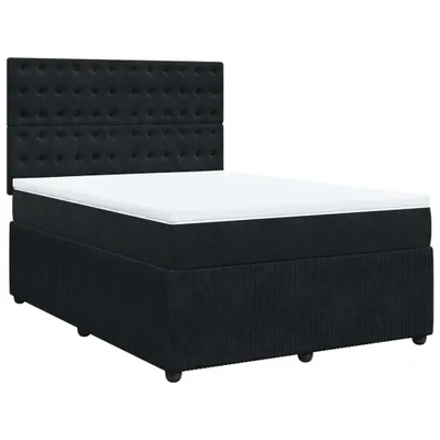 Image de Sommier à lattes de lit avec matelas Noir 140x200 cm Velours