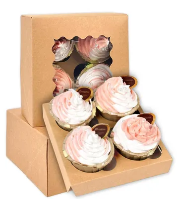 Obrázok produktu pre TRANKIELO® - Automatické krabičky na cupcakes – tmavohnedé – 12 kusov – 16 x 16 x 7,6 cm – Ekologický kraftpapier