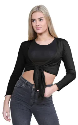 Productafbeelding van Janisramone, dames, eenvoudige bolero, voorkant, srawatte, mouwloos top, dames, cropped top
