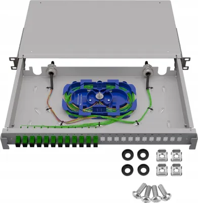 Obrázok produktu pre Rozvádzače s optickými vláknami Prepínač Fiber Optic Zásuvka RACK 19" 1U pre Skriňu RACK 24xSC Simplex