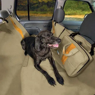Image de Couverture pour chien pour la banquette arrière, couverture pour chien en voiture, imperméable, antidérapante, avec sangle de sécurité, pour voiture