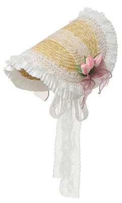 Productafbeelding van Victoriaanse zonnehoed voor dames, versierd met bloemen en stro