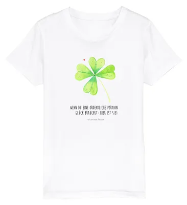 Produktbild von Mr. & Mrs. Panda Kleinkinder T-Shirt Blume Kleeblatt 12-14 Jahre (152/164) - Weiß - Geschenk, Bio Kinder, Kleeblätter, Glücksbringer, Kinder-T-Shirt, Glück, Garten, Umzug
