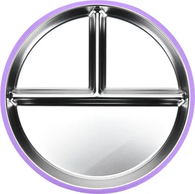Produktbild von Babyteller mit Saugnapf, 3-teilig, unterteilte Edelstahlschüssel, 23,9 cm, unzerbrechliche, bruchsichere Metallschüsseln für Kleinkinder