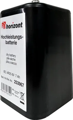 Produktbild von Horizont Blockbatterie Trockenbatterie Batterie 6V7Ah Campingbatterie 6V 7Ah Baustellenbatterie Baustellenlampe Blinklampe Blinkleuchte Baustelle