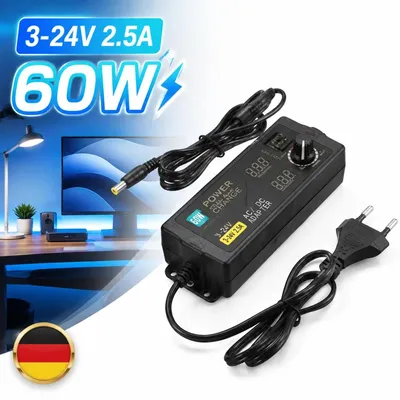 Image de Alimentation secteur réglable, 60W, 3-24V, 2,5A, adaptateur DC pour caméra