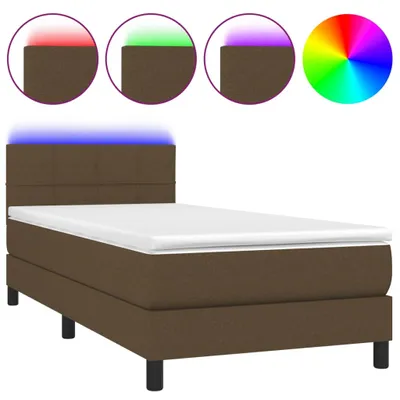 Produktbild von vidaXL Boxspringbett mit Matratze & LED Dunkelbraun 80x200 cm Stoff