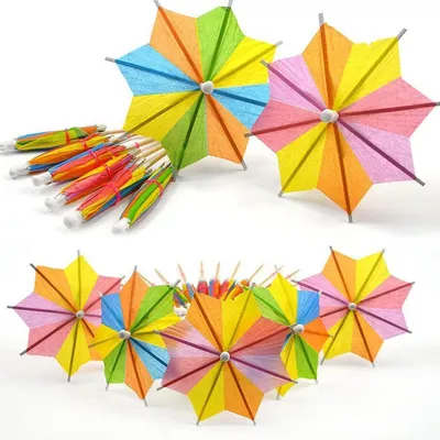 Immagine prodotto di Piccoli ombrellini ottagonali per decorare le bevande, colorati, confezione da 30 pezzi