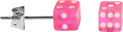 Produktbild von Chirurgenstahl Ohrstecker mit Würfel Größe - 4 mm Farbe - Pink