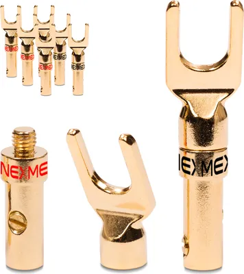 Produktbild von Kabelschuhe NEXMEX 8x schraubbar Gabelschuhe vergoldet Lautsprecherkabel Stecker