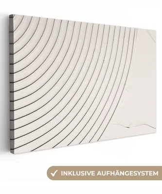 Produktbild von MuchoWow® - Leinwandbilder - Kunst - Weiß - Linien - Abstrakt, Wandbild, Wanddeko Bilder Wohnzimmer, 120x80 cm