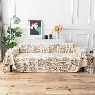 Produktbild von Famanu Decke Doppelseitig 100% Baumwolle - Wendbare Sofadecke (200 x 200 cm)