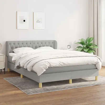 Productafbeelding van vidaXL Boxspringbed met matras, lichtgrijs, 140x200 cm, gestoffeerd