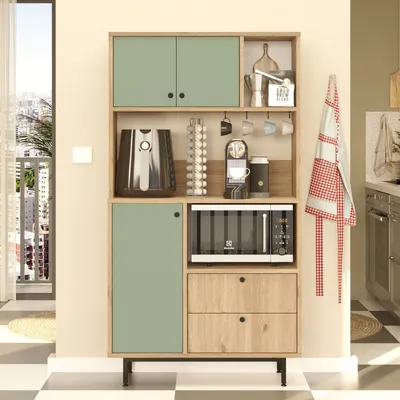 Produktbild von Skye Decor, RE3-SY, Mehrzweckschrank, Eiche, 100 % MELAMINBESCHICHTETE SPANPLATTEN, 88 x 35,5 x 161,2 cm