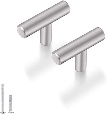 Zdjęcie produktu dla Ibenzoa® Nowoczesne uchwyty do mebli, szczotkowana stal nierdzewna, kolor srebrny – 50 mm, 1 otwór na śrubę, zestaw 10 sztuk, do szafek kuchennych, mebli i drzwi szuflad