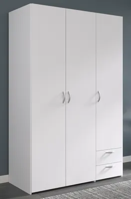 Produktbild von Kleiderschrank "Enjour" in weiß Drehtürenschrank 3-türig 120 cm, 5 Wäschefächer