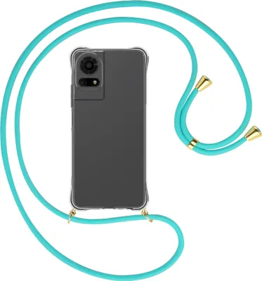 Produktbild von Handykette Backcover-Schutzhülle mit Band (Metall goldfarben) für TCL 50 EL 4G - türkis