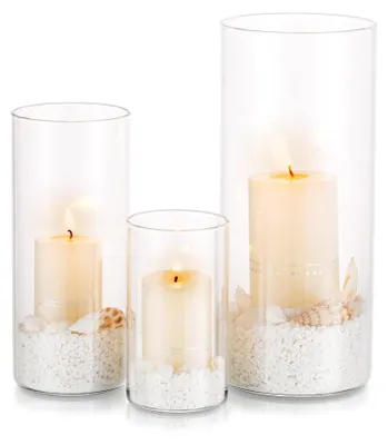 3er-Set Glaszylinder Kerzenhalter, 10-20 cm, klar